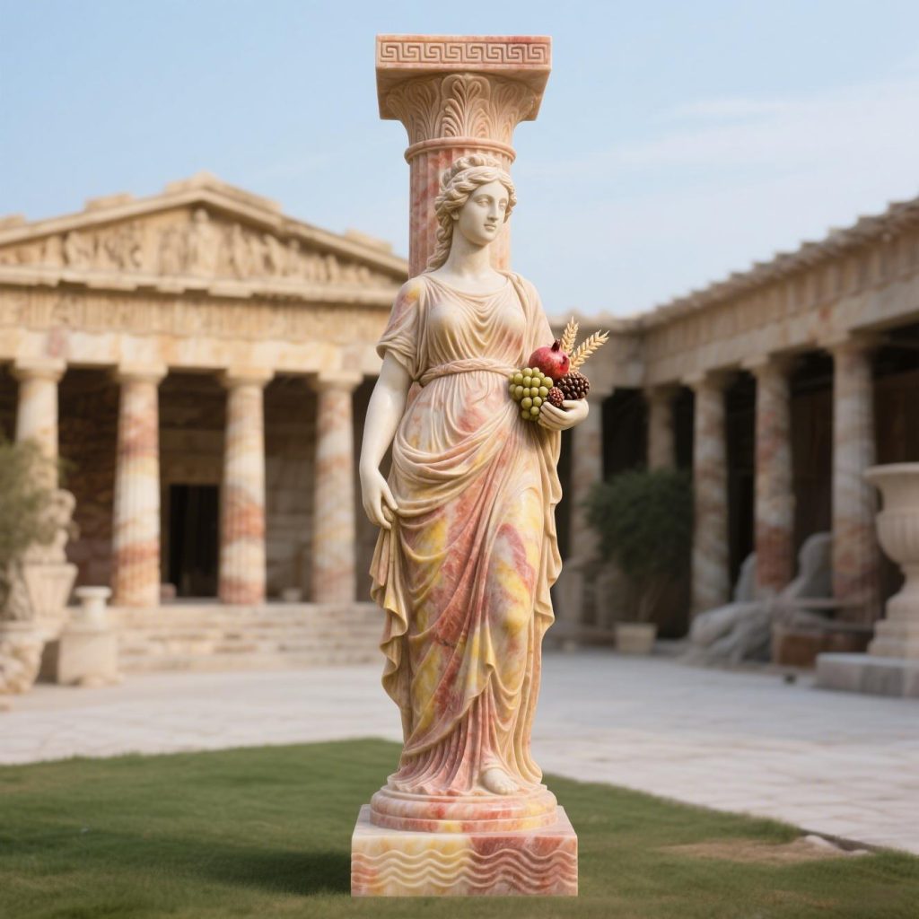 Outdoor Carved Stone Column for Garden